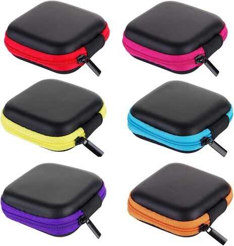 6Pcs Earphone Case,PU Small Square Pocket Earbud Carrying Case Bag with Zipper,Portable Earbud Organizer,Earbud Storage Bag,for Storing Earpieces,USB Cable,SD Cards,Memory Card in Saudi Arabia