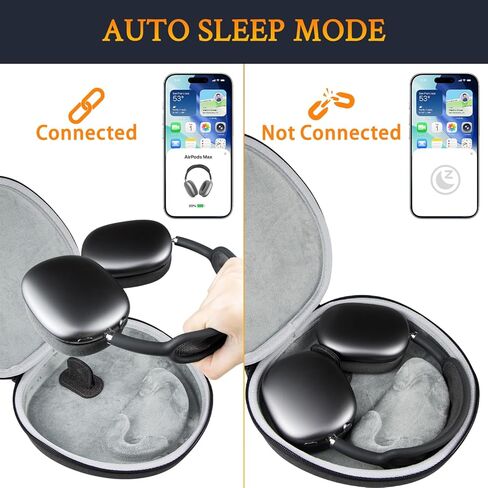 SOULWIT Headphones Smart Case with Sleep Mode for AirPods Max (USB-C/Lightning), Magnetic EVA Carrying Bag, Portable and Waterproof - Space Gray in Saudi Arabia
