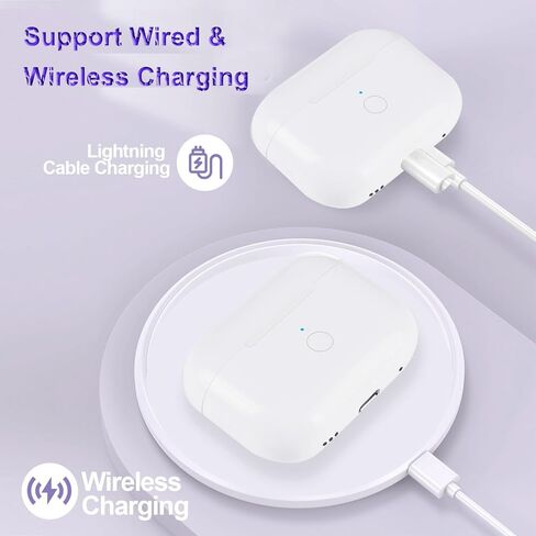Replacement Wireless Charging Case Compatible with Air Pods Pro 1st 2nd Generation with Bluetooth Pairing Button,Charger Case Only,No Earbuds (White) (White) in Saudi Arabia