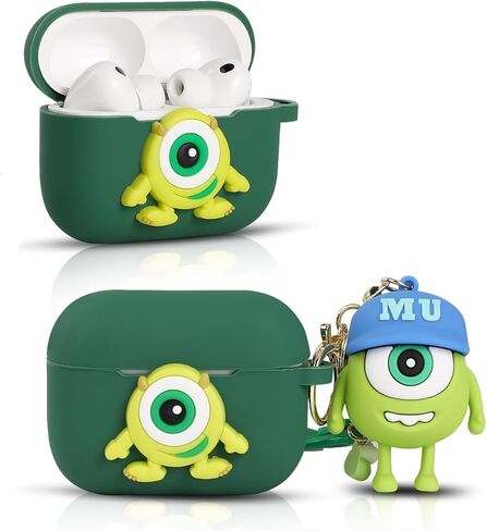 Silicone Case Compatible with Apple Airpods Pro 3 Protective Funny Cute Cartoon Slim Cover with Doll Keychain (Mike) in Saudi Arabia