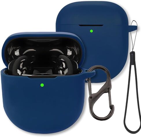 Case for Bose QuietComfort Ultra Earbuds (2nd Gen, 2025), FJIASTB Soft Silicone Shockproof Protective Cover with Carabiner and Lanyard for Bose QuietComfort Ultra II Earbuds (Dark Blue) in Saudi Arabia