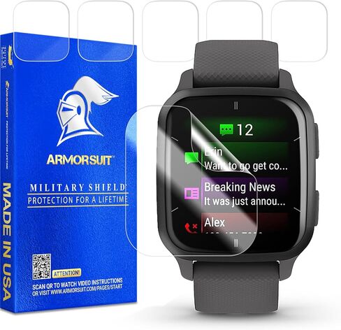 ArmorSuit 6 Pack for Garmin Venu Sq 2 Screen Protector MilitaryShield HD Clear Film - Made in USA in Saudi Arabia