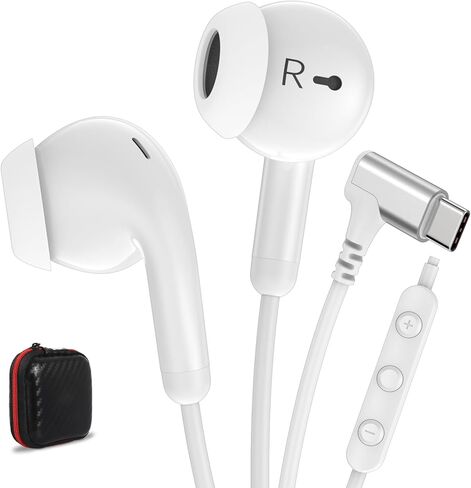 سماعات أذن سلكية USB C من النوع C لأجهزة iPad 10th Gen/iPhone 17 Pro 16 15 لأجهزة Samsung S25 S21 S23 S24 C Plug مع ميكروفون للتحكم في مستوى الصوت سماعة رأس للطلاب المدرسية باللون الأسود in Kuwait