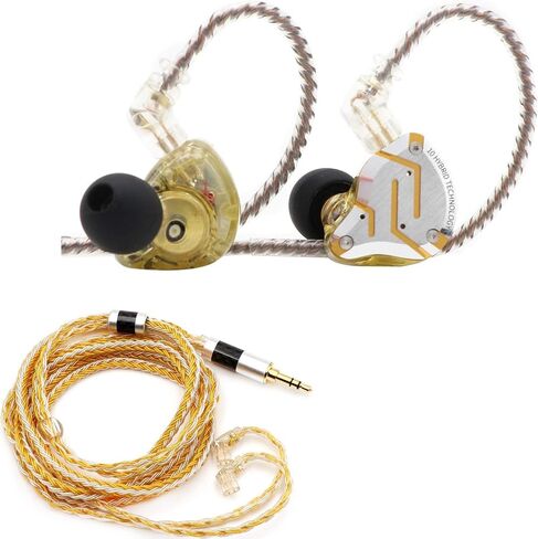 سماعات أذن Linsoul KZ ZS10 Pro (بدون ميكروفون، أصفر وهج) + كابل Tripowin Zonie 16 Core (2 دبوس، 3.5 ملم، ذهبي) in Kuwait