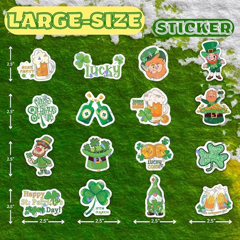 St. Patrick's Day Holographic Stickers, Shamrock Decals for Water Bottles and Laptops, Waterproof Vinyl, Irish Holiday Decorations in Saudi Arabia