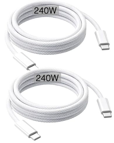 240W USB-C Charge Cable 2m [2-Pack], 6ft USB C to USB C Cable, Fast Charging Cord for Macbook Pro/Macbook Air, iPad Pro 12.9/Air 5th/4th/Mini 7th/6th/IPad 10/11, iPhone 17/16/15/16e/Pro Max/Plus/Air in Saudi Arabia