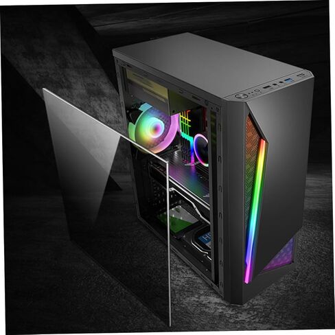 حقيبة كمبيوتر ألعاب BESPORTBLE مع لوحة جانبية، هيكل كمبيوتر مكتبي ATX متوافق مع اللوحات الأم Micro ATX، صندوق مضيف USB 3.0 للكمبيوتر الشخصي للاستخدام المنزلي والرياضات الإلكترونية in Saudi Arabia