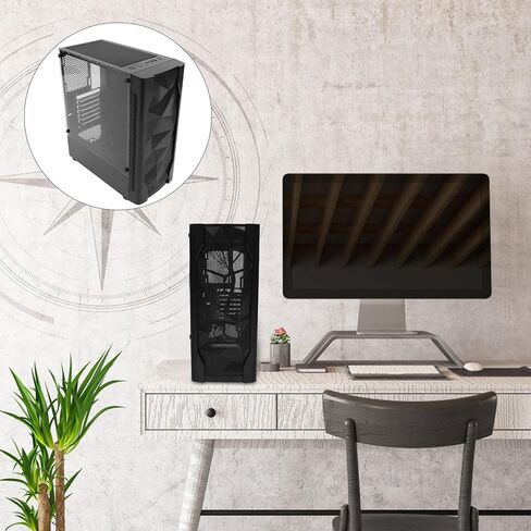 حافظة كمبيوتر ألعاب ATX مع لوحة جانبية من الزجاج المقوى، حاوية مضيفة لسطح المكتب باللون الأسود في منتصف البرج لتبريد المياه متوافقة مع اللوحات الأم الكبيرة in Kuwait