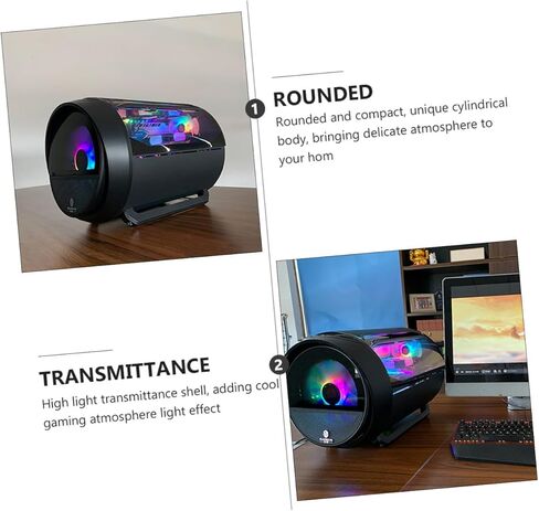 حافظة كمبيوتر بانورامية مستديرة RGB لتبريد المياه للوحة الأم Matx، هيكل كمبيوتر أسود للألعاب مع لوحة جانبية، مناسب لإعدادات سطح المكتب والألعاب in Kuwait
