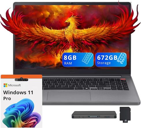 LG Gram 15.6 بوصة FHD Business Laptop، Intel Core i5-1334U، ذاكرة الوصول العشوائي 16 جيجابايت، تخزين 672 جيجابايت (512 جيجابايت SSD + 160 جيجابايت مجموعة محطة الإرساء)، Intel Iris Xe Graphics، لوحة مفاتيح رقمية، كاميرا ويب عالية الدقة، Wi-Fi 6، Win 11 Pro in Kuwait