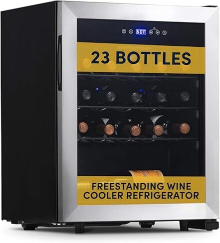 Newair 51 Bottle Wine Cooler Refrigerator | Shadow Series | Freestanding Mirrored Wine and Beverage Fridge with Double-Layer Tempered Glass Door & Compressor Cooling For Reds, Whites, & Sparkling Wine in Saudi Arabia