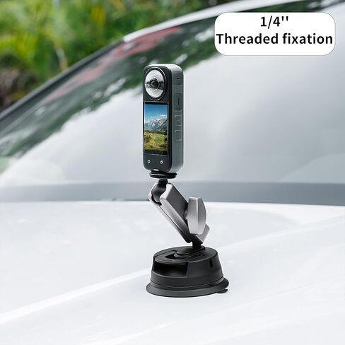 دعامة تثبيت للكاميرا على شكل كأس شفط مع ذراع سحري، من أجل DJI Osmo Action، من أجل Insta360 X3، من أجل ملحقات GoPro Hero 11/10/9، مع محول خيط قياسي 1/4"-20، رأس كروي مزدوج يدعم دوران 360 درجة in Kuwait