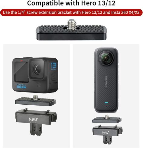HSU Magnetic Latch Mount for Insta360 Ace Pro 2/Ace Pro/Insta 360 X5/X4/X3/GoPro Hero 13/12, Quick Release Mount Tripod Connector Port, Metal Dual-Latch Design with 1/4''-20 Screw in Saudi Arabia
