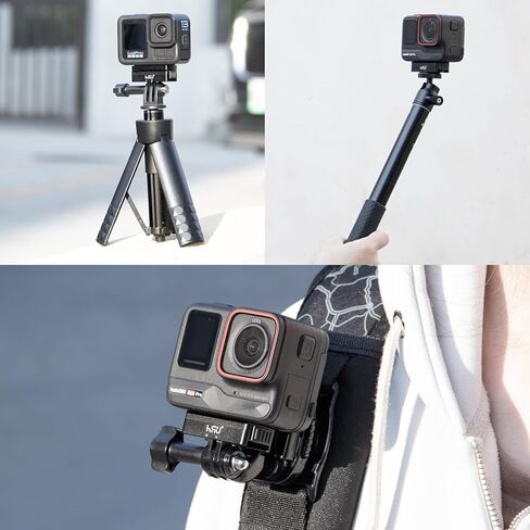 HSU Magnetic Latch Mount for Insta360 Ace Pro 2/Ace Pro/Insta 360 X5/X4/X3/GoPro Hero 13/12, Quick Release Mount Tripod Connector Port, Metal Dual-Latch Design with 1/4''-20 Screw in Saudi Arabia
