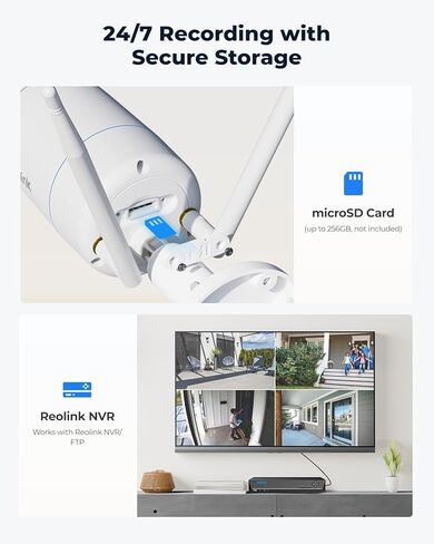 كاميرا أمان خارجية REOLINK RLA-BKC1 + RLC-810WA 4K Wi-Fi، اكتشاف الإنسان/المركبة/الحيوانات الأليفة، رؤية ليلية ملونة، محادثة ثنائية الاتجاه in Kuwait