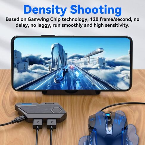 Single Hand Gaming Keyboard Mouse Combo, Converter, Phone Holder for PC Gaming Experience, Playing While Charging, No Delay, Simple with Optimized Algorithm in Saudi Arabia