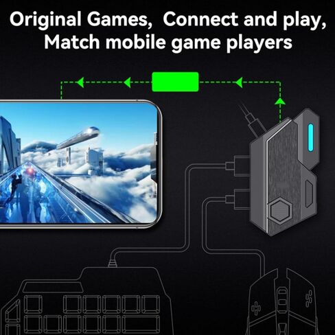 Single Hand Gaming Keyboard Mouse Combo, Converter, Phone Holder for PC Gaming Experience, Playing While Charging, No Delay, Simple with Optimized Algorithm in Saudi Arabia