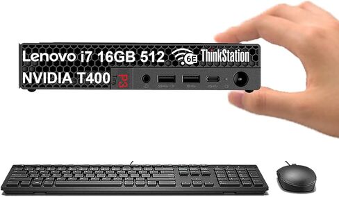 سطح المكتب Lenovo ThinkStation P3 Tiny Workstation (NVIDIA T400 Graphics، Intel Core i7-14700، ذاكرة الوصول العشوائي 16 جيجابايت، 512 جيجابايت SSD) كمبيوتر شخصي صغير للأعمال، واي فاي، إيثرنت، ما يصل إلى 5 شاشات، Win 11 Pro (متجدد) in Kuwait