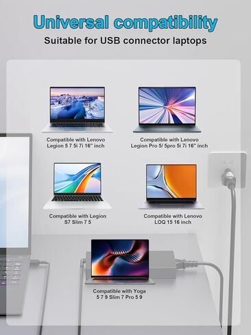 شاحن 300 واط متوافق مع Lenovo Legion Pro/Slim 5 7 5i 7i 9i 5P C7 S7 15 16 17 بوصة 16IAX10H 16IRX9 16ITHg6 16IAX7 R7000P R9000P R9000K Y9000K Y9000X محول إمداد الطاقة للكمبيوتر المحمول in Kuwait