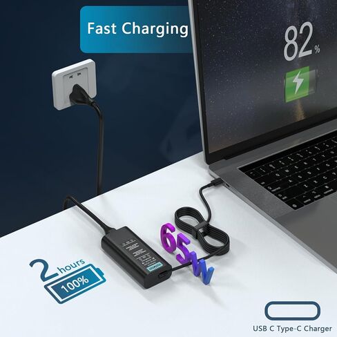 شاحن كمبيوتر محمول USB C بقدرة 65 وات متوافق مع كمبيوتر LG Gram Pro 17 2025 AI، متوافق مع LG Gram Pro 17/2in1 16 بوصة 17Z90TR 17Z90TL 16T90TP 16Z90TS 16Z90TR Copilot+ شاحن الكمبيوتر المحمول للأعمال AI in Kuwait