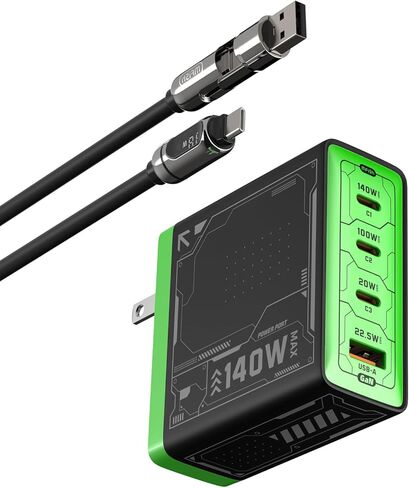 Mfish Multi-Functional Multi-Device Synchronous Charging Kit, Suitable for Computers and Mobile Phones, Includes a Fast Charging Plug and a Charging Cable with a Digital Display (2-Pack) in Kuwait