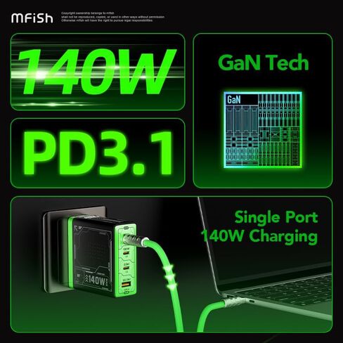 Mfish Multi-Functional Multi-Device Synchronous Charging Kit, Suitable for Computers and Mobile Phones, Includes a Fast Charging Plug and a Charging Cable with a Digital Display (2-Pack) in Kuwait