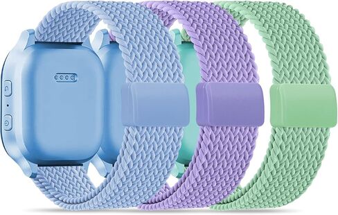 20 مم مغناطيسي مضفر متوافق مع سوار ساعة Gizmo Adventrue 3 3 2 1/Gabb 3e 3 2 1/SyncUP Kids Watch 2 1/Cosmo JrTrack 5، 3 عبوات من حزام النايلون القابل للتمدد للمعصم الصغير للفتيات والأولاد in Kuwait