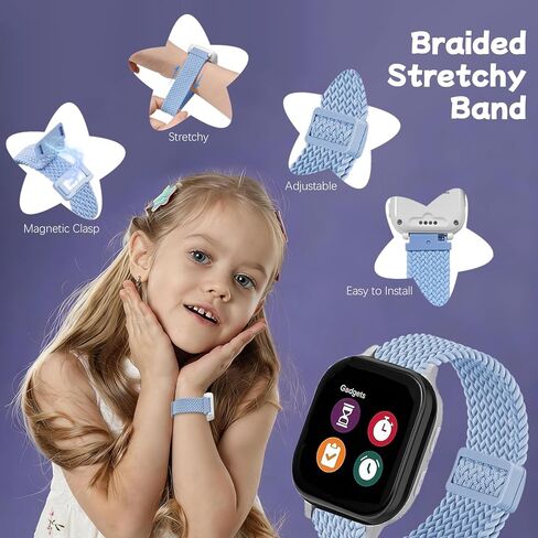 20mm Magnetic Braided Compatible with Gizmo Watch Band Adventrue 3 3 2 1/Gabb 3e 3 2 1/SyncUP Kids Watch 2 1/Cosmo JrTrack 5, 3 Pack Stretchy Nylon Strap for Small Wrist Girls Boys in Saudi Arabia