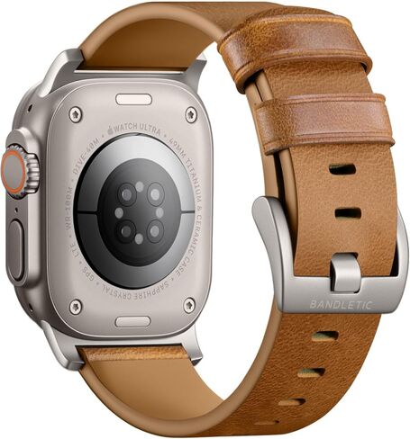 Bandletic Compatible with Apple Watch Bands for Men Women, Soft Genuine Leather Band Replacement Strap for iWatch 49mm(Ultra 3/2/1),46mm(11/10),45mm(9/8/7),44mm(SE3/SE2/SE/6/5/4),42mm(3/2/1) in Kuwait