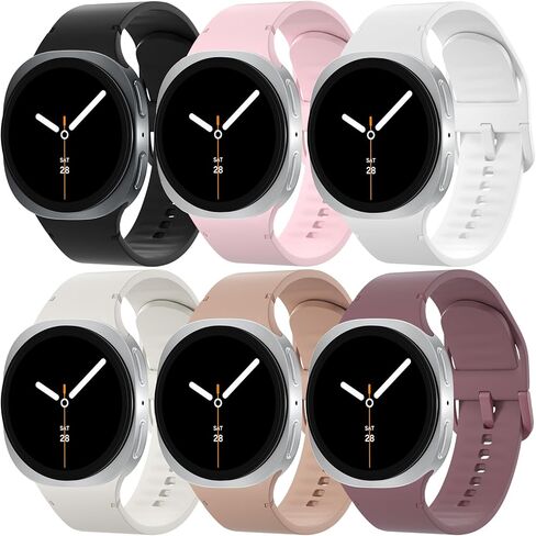6 Pack Sport Bands Compatible with Samsung Galaxy Watch 8 40mm 44mm/Galaxy Watch 8 Classic 46mm, No Gap Soft Silicone Strap for Men Women in Saudi Arabia