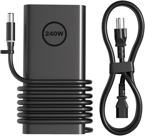 جديد 240W Gan Slim Style شاحن تيار متردد لـ Dell Alienware x17 x16 x15 M17 M17x M15 M14x 17 15 الدقة 7780 7770 7670 7680 7550 7560 G16 G15 G7 G5 5521 5535 5530 7620 كمبيوتر محمول للألعاب LA240PM200 in Kuwait