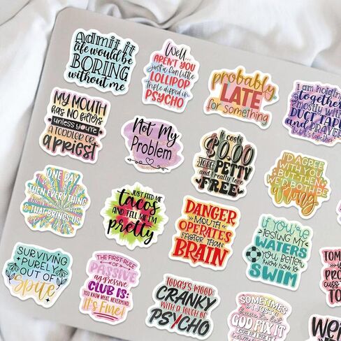 50Pcs Funny Sarcastic Phrase Stickers for Adults, Sarcastic Quote Meme Sticker Pack, Vinyl Snarky Decals for Laptop Water Bottle Scrapbook Journal Notebook in Saudi Arabia