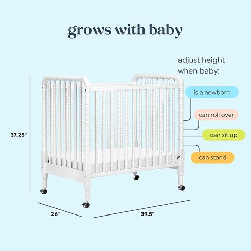 Davinci Jenny Lind 3-in-1 Convertible Mini Crib in White, Removable Wheels, Greenguard Gold Certified in Saudi Arabia