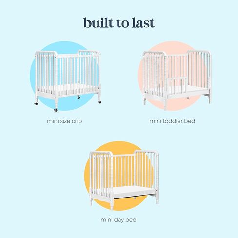 Davinci Jenny Lind 3-in-1 Convertible Mini Crib in White, Removable Wheels, Greenguard Gold Certified in Saudi Arabia