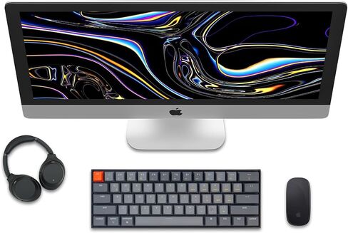 Keychron K12 60 ٪ تخطيط الساخنة قابلة للتبديل Bluetooth اللاسلكي/السبل لوحة مفاتيح ميكانيكية مع مفتاح الموز البصري ، ومفاتيح مضغوطة 61 لوحة مفاتيح LED الأبيض المتوافقة مع نوافذ MAC in Saudi Arabia