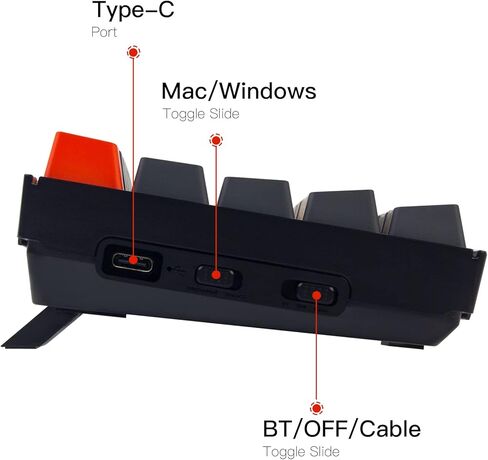 Keychron K12 60 ٪ تخطيط الساخنة قابلة للتبديل Bluetooth اللاسلكي/السبل لوحة مفاتيح ميكانيكية مع مفتاح الموز البصري ، ومفاتيح مضغوطة 61 لوحة مفاتيح LED الأبيض المتوافقة مع نوافذ MAC in Saudi Arabia