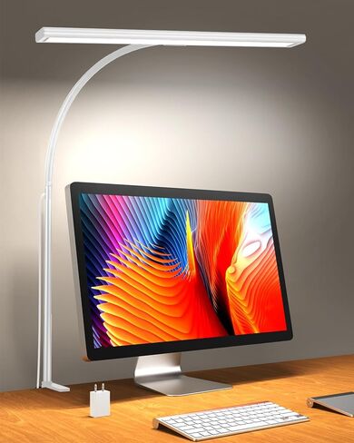 مصباح مكتب، مصباح مكتب iFalarila 160 LED قابل للتعتيم للمكتب المنزلي [عنق معقوفة مرن محدث وقضيب معدني ومشبك على شكل حرف I] مشبك ضوء كتاب على الطاولة للقراءة، ومنضدة العمل، والصياغة، وتكنولوجيا الأظافر، والخياطة، والألغاز in Kuwait