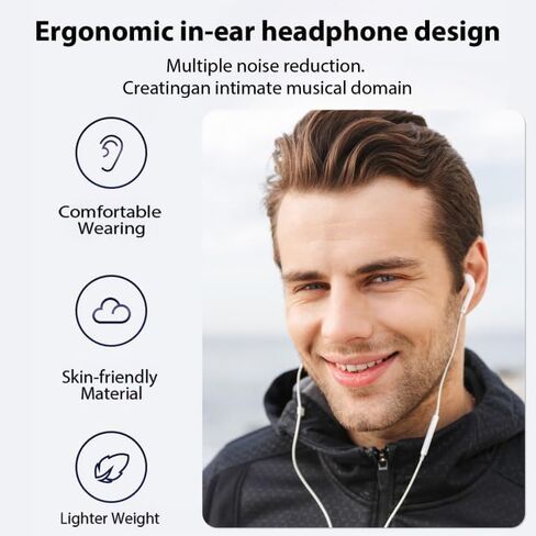 2 Packs Black & White Wired Headphones Earbuds with Microphone, 3.5mm Jack Corded Earphone Calls Compatible, in-Ear Headphones, Plug-in Earbuds, for Computer and Other in Saudi Arabia