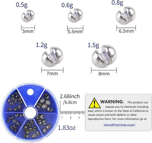 Split Shot Sinkers Combo Assortment - 5 Sizes Removable Pure Lead Egg Sinkers & Micro Weights for Trout Fishing | Freshwater &Saltwater Gear with Fly & Ice Fishing Precision | Small Weights in Saudi Arabia