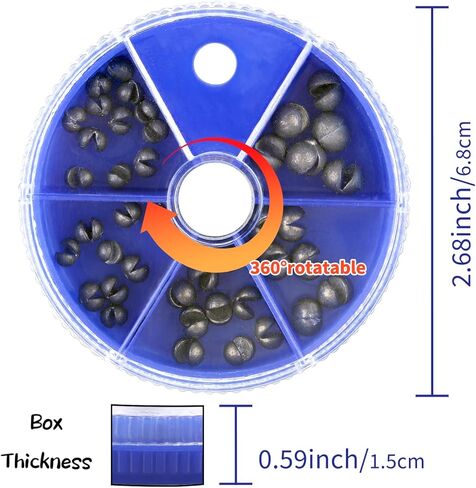 Split Shot Sinkers Combo Assortment - 5 Sizes Removable Pure Lead Egg Sinkers & Micro Weights for Trout Fishing | Freshwater &Saltwater Gear with Fly & Ice Fishing Precision | Small Weights in Saudi Arabia