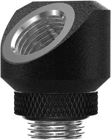 PrimoChill InterConnectSX Flat 45 Degree Rotary Fitting (FAF45) – Enhanced PC Cooling with Sleek Aesthetics - Available in 20+ Colors, Custom Watercooling Loop Ready - TX Matte Black in Saudi Arabia