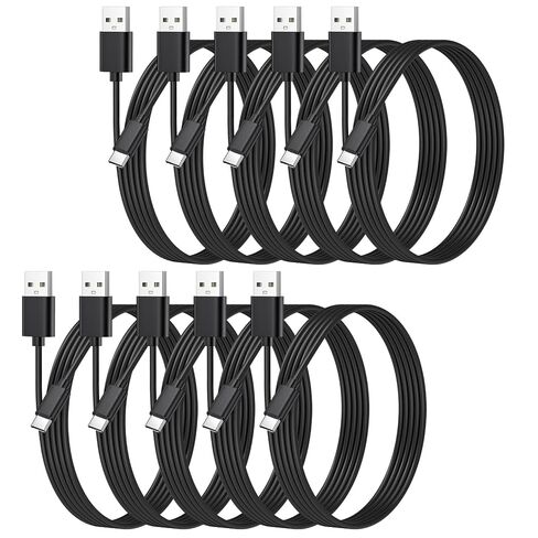 كابل شاحن USB C من ويشان 20 حزمة - أسلاك شحن متعددة من النوع C، USB 2.0 للهواتف والأجهزة اللوحية، 3.3 قدم أسود in Kuwait