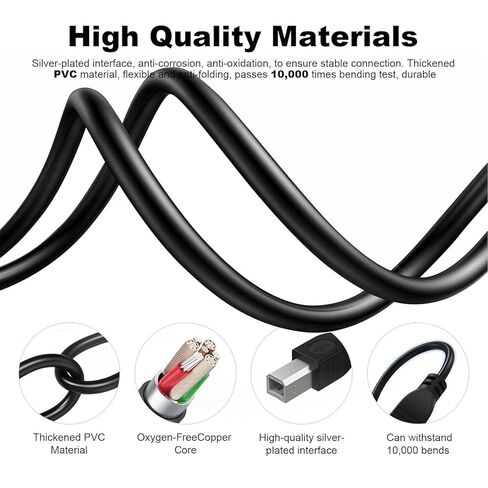 كابل طابعة USB B إلى USB من النوع C بطول 10 أقدام من النوع B إلى النوع C سلك كمبيوتر لجهاز MacBook Pro، Air، كابل MIDI لبيانو Yamaha Casio الرقمي، لوحة مفاتيح MIDI، سلك ماسح ضوئي للطابعة HP Canon Brother Epson in Saudi Arabia