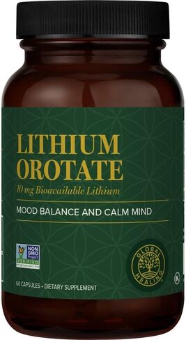 Global Healing Center Lithium Orotate Brain Health Supplement - Supports Mood, Function and Clarity - 60 Capsules in Saudi Arabia