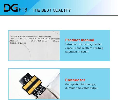 استبدال بطارية الكمبيوتر المحمول DGFTB G3HTA027H DYNR01 متوافق مع سلسلة الكمبيوتر اللوحي Microsoft Surface Pro 4 1724 مقاس 12.3 بوصة، لبطارية Surface pro 4 G3HTA026H G3HTA027H (7.5V 38.2Wh/5087mAh) in Kuwait
