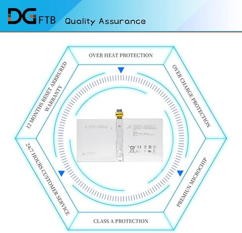 استبدال بطارية الكمبيوتر المحمول DGFTB G3HTA027H DYNR01 متوافق مع سلسلة الكمبيوتر اللوحي Microsoft Surface Pro 4 1724 مقاس 12.3 بوصة، لبطارية Surface pro 4 G3HTA026H G3HTA027H (7.5V 38.2Wh/5087mAh) in Kuwait