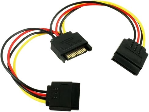كابل مقسم SATA من Coolcirc 15Pin SATA ذكر إلى كابل طاقة مزدوج 15 دبوس أنثى Sata سلك تمديد للقرص الصلب HDD SSD جديد 2026 عالي لمكونات إلكترونية موثوقة ودقة وأداء مستقر in Kuwait