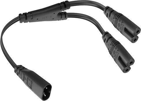 MEIRIYFA IEC 320 C8 إلى كابل مقسم C7 Y مزدوج، IEC الشكل C8 ذكر إلى أنثى C7 Y مقسم 1 في 2 خارج محول سلك طاقة تيار متردد للكمبيوتر المحمول المكتبي PS4 مصابيح شاشات LCD ومكبرات الصوت-30 سم in Saudi Arabia