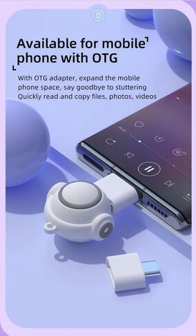 Cute Musician USB Flash Drive 32GB 64GB with OTG USB Type C to Type A Adapter and Metal Tin Gift Package (White 64GB) in Saudi Arabia