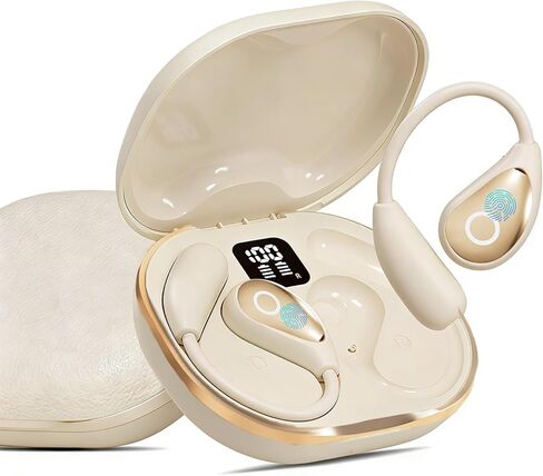 سماعات أذن بلوتوث لاسلكية مفتوحة 5.4 رياضية مع شاشة رقمية ذكية، مكالمات واضحة، وقت تشغيل 50 ساعة، مقاومة للماء IPX4، تصميم خفيف الوزن فوق الأذن لركوب الدراجات والجري والتمرين (وردي) in Kuwait